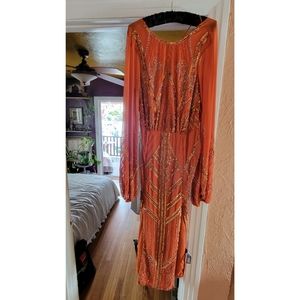Orange beaded dress, size 4